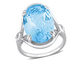 13.50 Carat (ctw) Oval Blue Topaz Ring in Sterling Silver